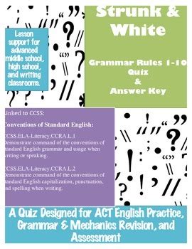 Grammar Quiz - Strunk & White Rules 1-10 by Smart Savvy Secondary