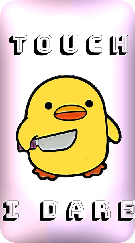 Ducky says no, dont touch my phone, duck, kawai, knife, HD phone ...