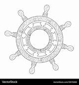 Pirate Ship steering wheel coloring book Vector Image sketch template