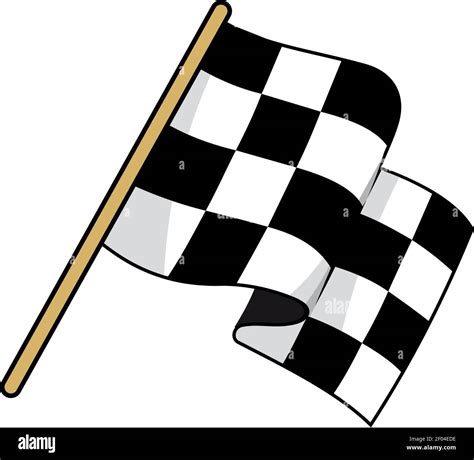 Checkered race flag flat vector illustration. Speed racing competition flag cartoon sticker ...