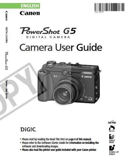 Canon PowerShot G5 Manual - User Guide PDF