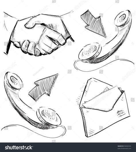 Communication Icons Set. Hand Drawing Sketch Vector Illustration - 99450335 : Shutterstock