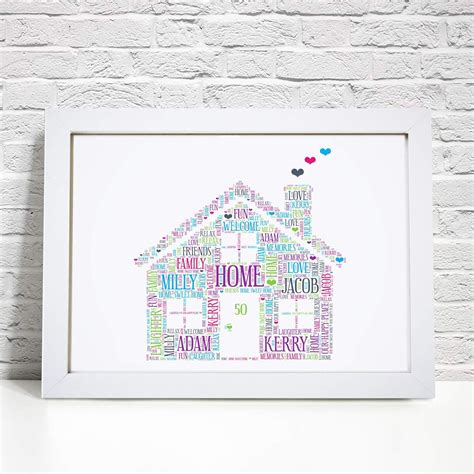 Personalised House Word Art Print - New Home Gifts - A5, A4 Prints & Framed : Amazon.co.uk ...