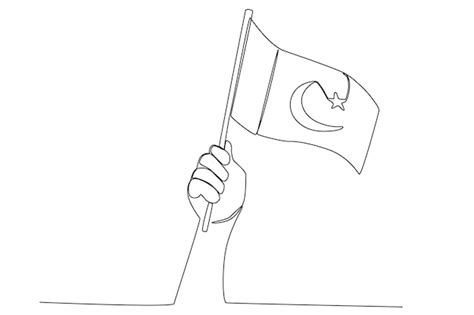 Premium Vector | A hand raising the Pakistan flag line art