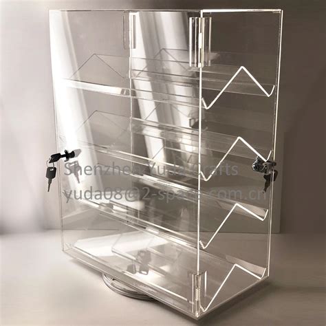 Acrylic Counter Top Locking Jewelry Display Case 4 Shelves Spinner ...