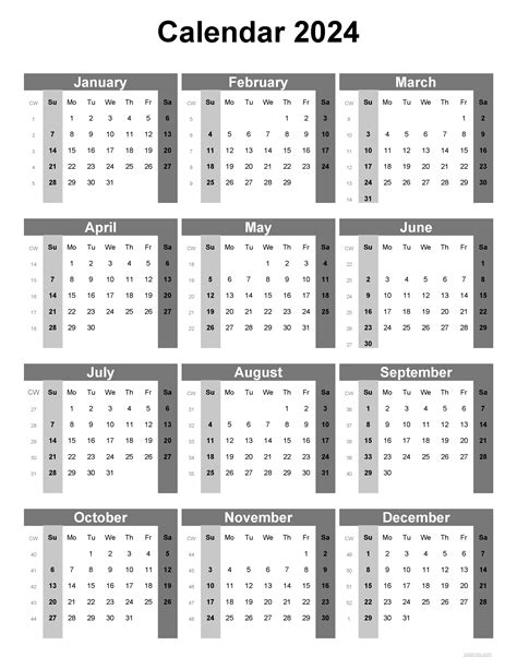 2024 Calendar Printable, PDF, Excel and Image file - free download! Easy to Print Annual Calendars