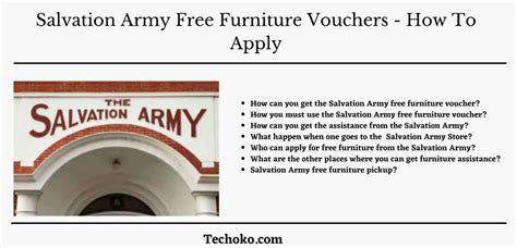 Salvation Army Free Furniture Vouchers - How To Apply