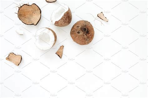 Cracked coconut stock photo containing coconut and isolated | Food Images ~ Creative Market