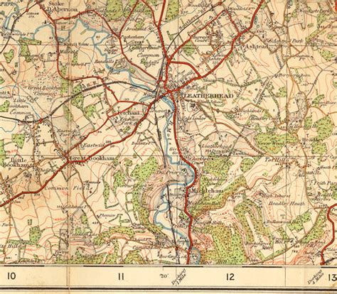 old OS map of Leatherhead area c.1920