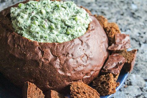 Spinach Dip in a Bread Bowl - Lisa G Cooks