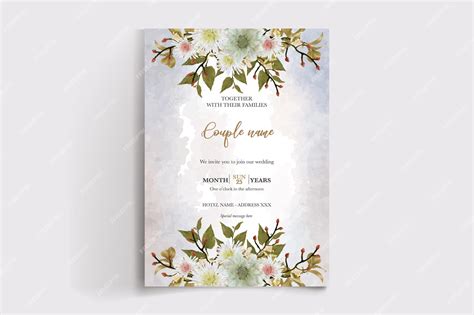 Premium Vector | Wedding floral invitation card templates