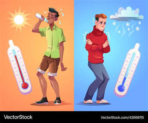 Hot and cold weather contrast weathers types Vector Image