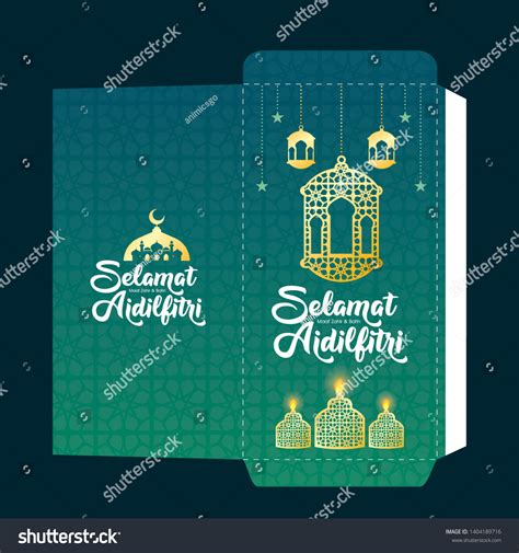 Selamat Hari Raya Aidilfitri Green Packet Stock Vector (Royalty Free) 1404189716