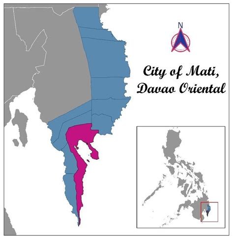 Coordinates map of the surveyed sites in the City of Mati, Davao ...