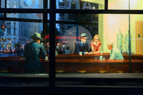 edward hopper's nighthawks recreated as 3D pop-up installation