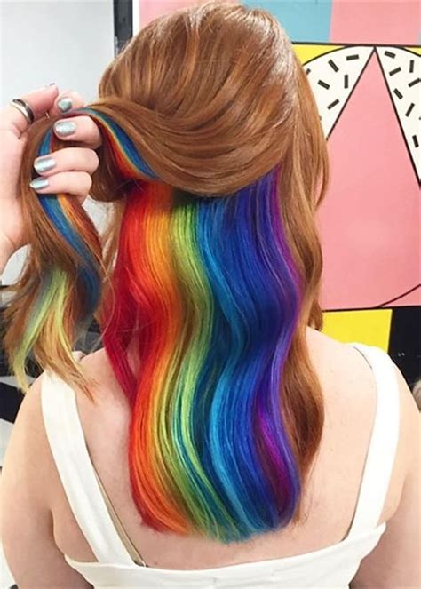 97 Cool Rainbow Hair Color Ideas to Rock Your Summer | Rainbow hair color, Hair color underneath ...