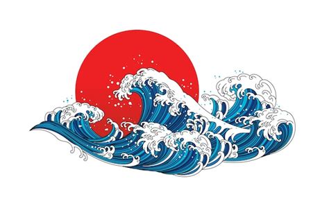 Premium Vector | Japan wave ocean illustration. Asia and oriental ...