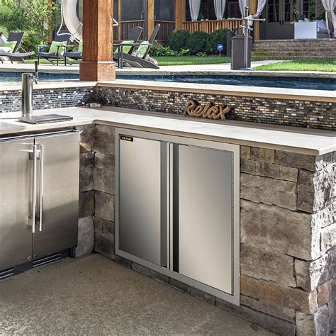 VEVOR 24"X 24" BBQ Access Double Door Outdoor Kitchen Island Stainless ...