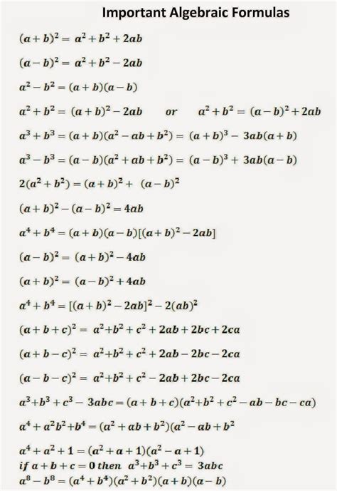 SSC Adda: Algebraic Formulas Part -1 #Mathematics | Math methods, Studying math, Learning ...