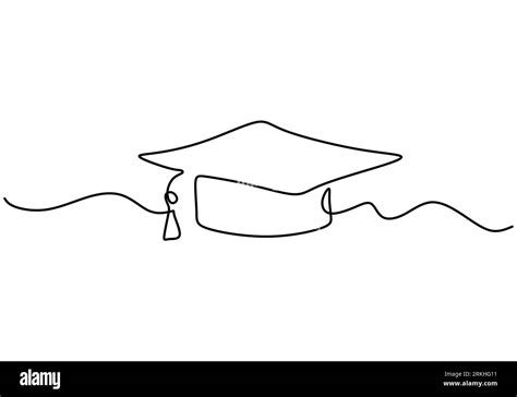 Continuous line drawing of graduation cap. Academical graduation hat equipment element icon ...