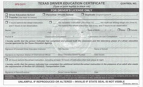 Does Driving School Certificates Expire Texas - intensivecake