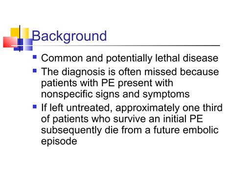 Pulmonary embolism - Diagnosis and management | PPT