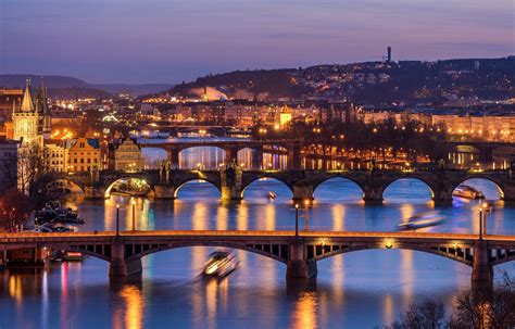 PRAGUE - A view on Charles bridge over Vltava river in Prague, the ...