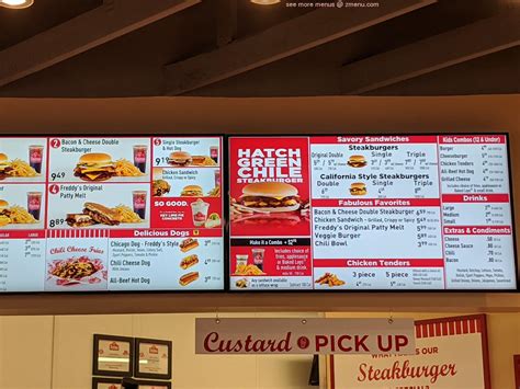 Menu at Freddy's Frozen Custard & Steakburgers restaurant, Fayetteville, GA-85 North