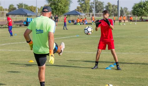 soccer goalkeeper training at the FC Barcelona High Performance Academy ...