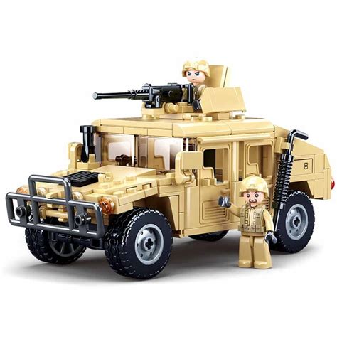 SLUBAN Hummered Jeeped H1 Military Army Assault Car Vehicle Building Bricks Classic Moc Blocks ...