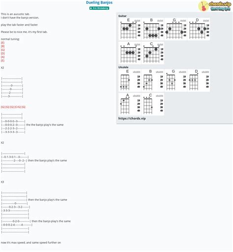 Chord: Dueling Banjos - tab, song lyric, sheet, guitar, ukulele ...