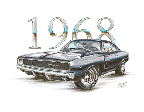 1968 Dodge Charger R/t Drawing by Shannon Watts