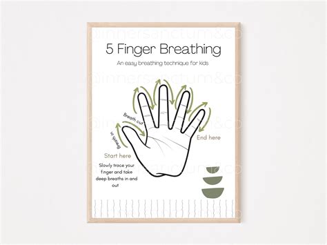 5 Finger Breathing Exercise Social Worker, Therapy Office Decor, Self Care Printable, Mental ...