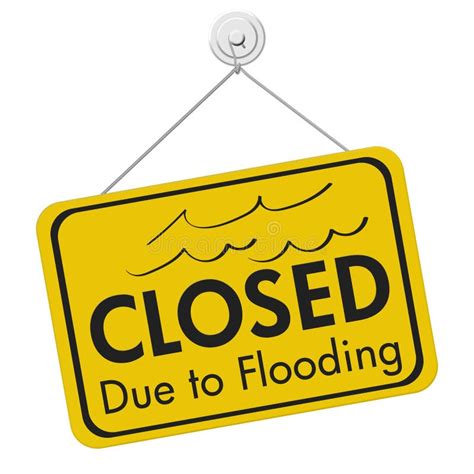 Closed Due To Flooding Sign Stock Image - Image of delays, isolated ...