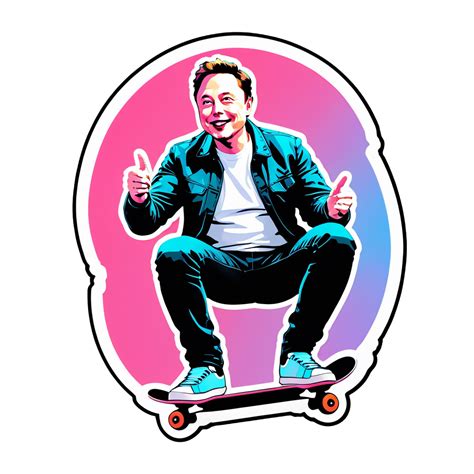I made an AI sticker of Elon musk skateboard