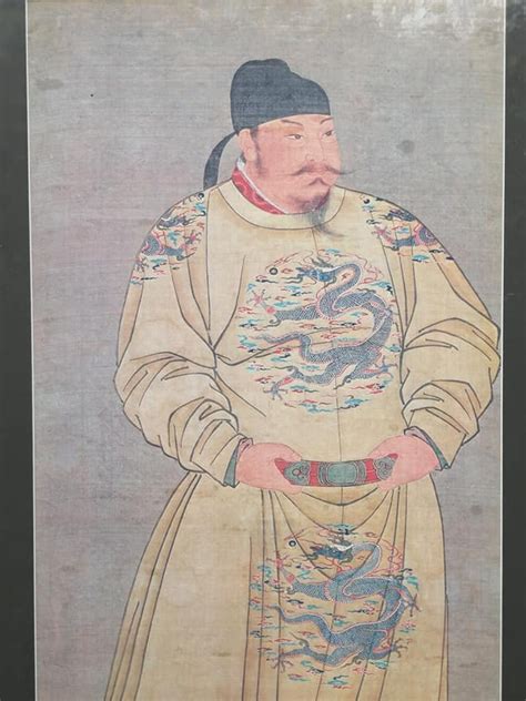 Chinese Tang Dynasty Scroll Painting Depicting Emperor Taizong, Reproduction on Silk-paper ...