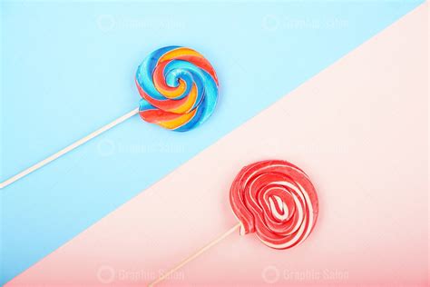 Swirl lollipops on pastel background - Graphic Templates