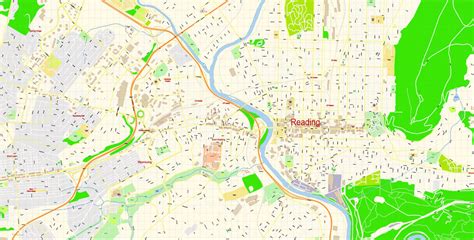 Reading Pennsylvania US Map Vector Exact City Plan detailed Street Map editable Adobe ...