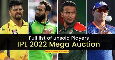 Full list of unsold Players in IPL 2022 Mega Auction