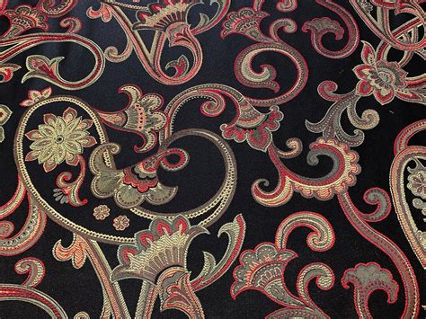 Home Decor Fabric Beautiful Floral Scroll Design on Black - Etsy