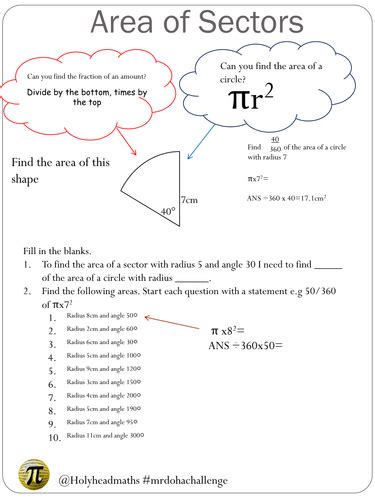 Area And Perimeter Of A Sector Worksheet