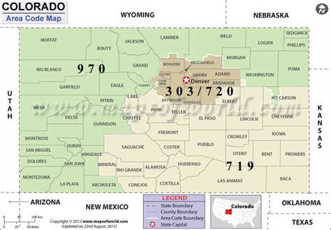 Colorado Area Codes | Map of Colorado Area Codes