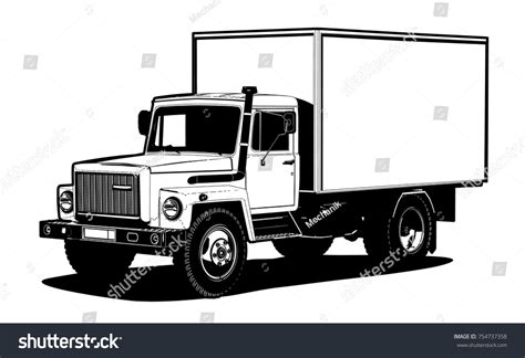 Vector Truck Outline Template Isolated On Stock Vector (Royalty Free) 754737358 | Shutterstock