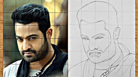 How to draw Jr.NTR(part -I)//Grid method step by step - YouTube