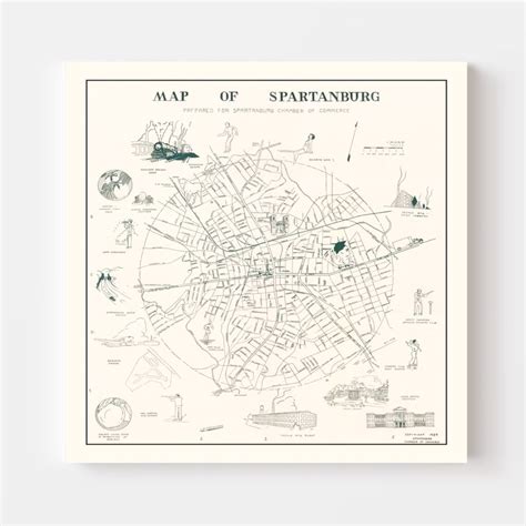 Vintage Map of Spartanburg, South Carolina 1939 by Ted's Vintage Art