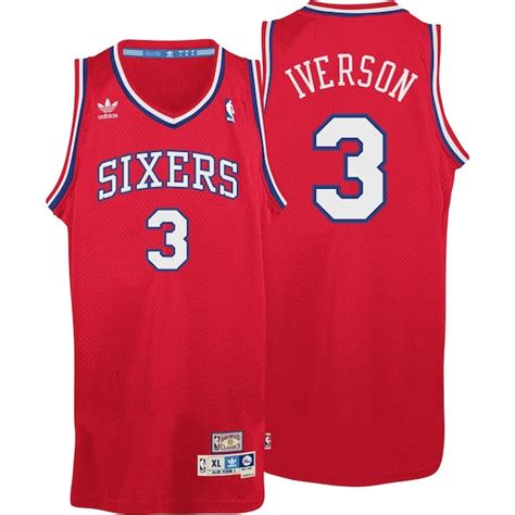 Mens Philadelphia 76ers Allen Iverson adidas Red Hardwood Classics Soul ...