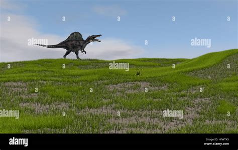 3d rendering of the hunting spinosaurus Stock Photo - Alamy