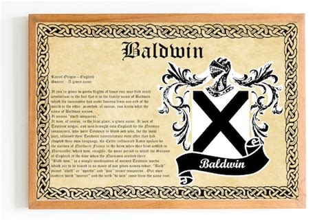 Baldwin Family History and Coat of Arms Vintage Poster - Etsy