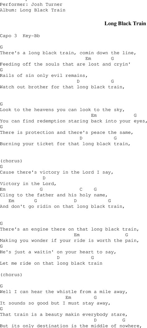 Long Black Train - Christian Gospel Song Lyrics and Chords