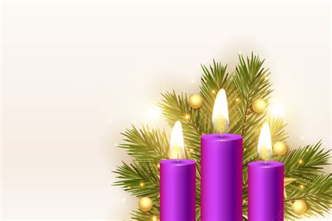 Three Advent Candles With Christmas Decoration Background, Advent, Candle, Purple Background ...